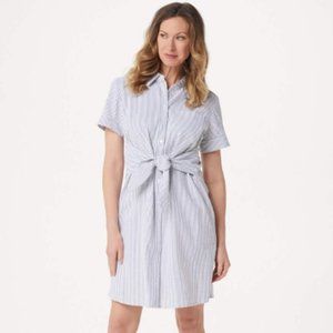 Denim & Co. Seersucker Front Tie Shirt Dress
